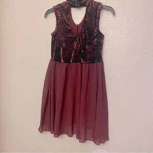 WEISSMAN Dance Costume LA LUNE 12066 burgundy red velvet dress MC child MC 10/12
